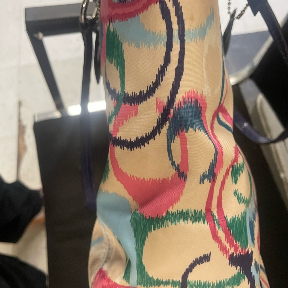 Coach Vibrant Patterned Tote With Blue Accents - image 7